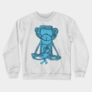 Monkey, Cheeky Monkey, blue on orange. Crewneck Sweatshirt